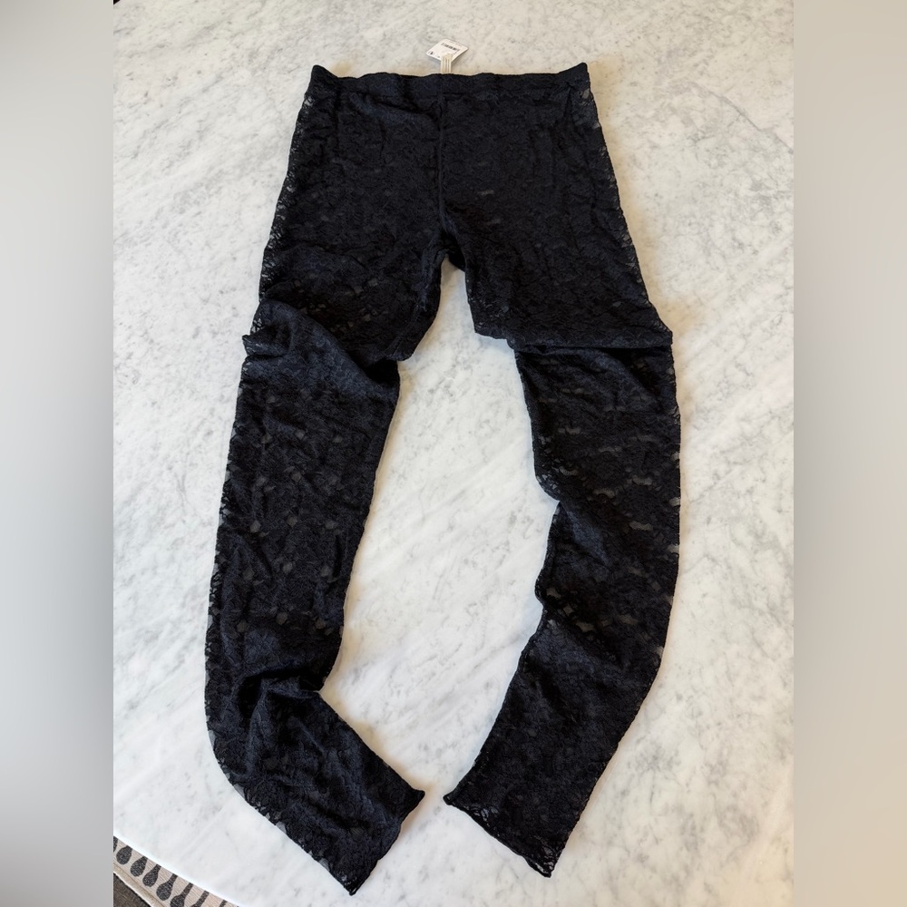 Free People Lace Leggings Black Size Large NWT